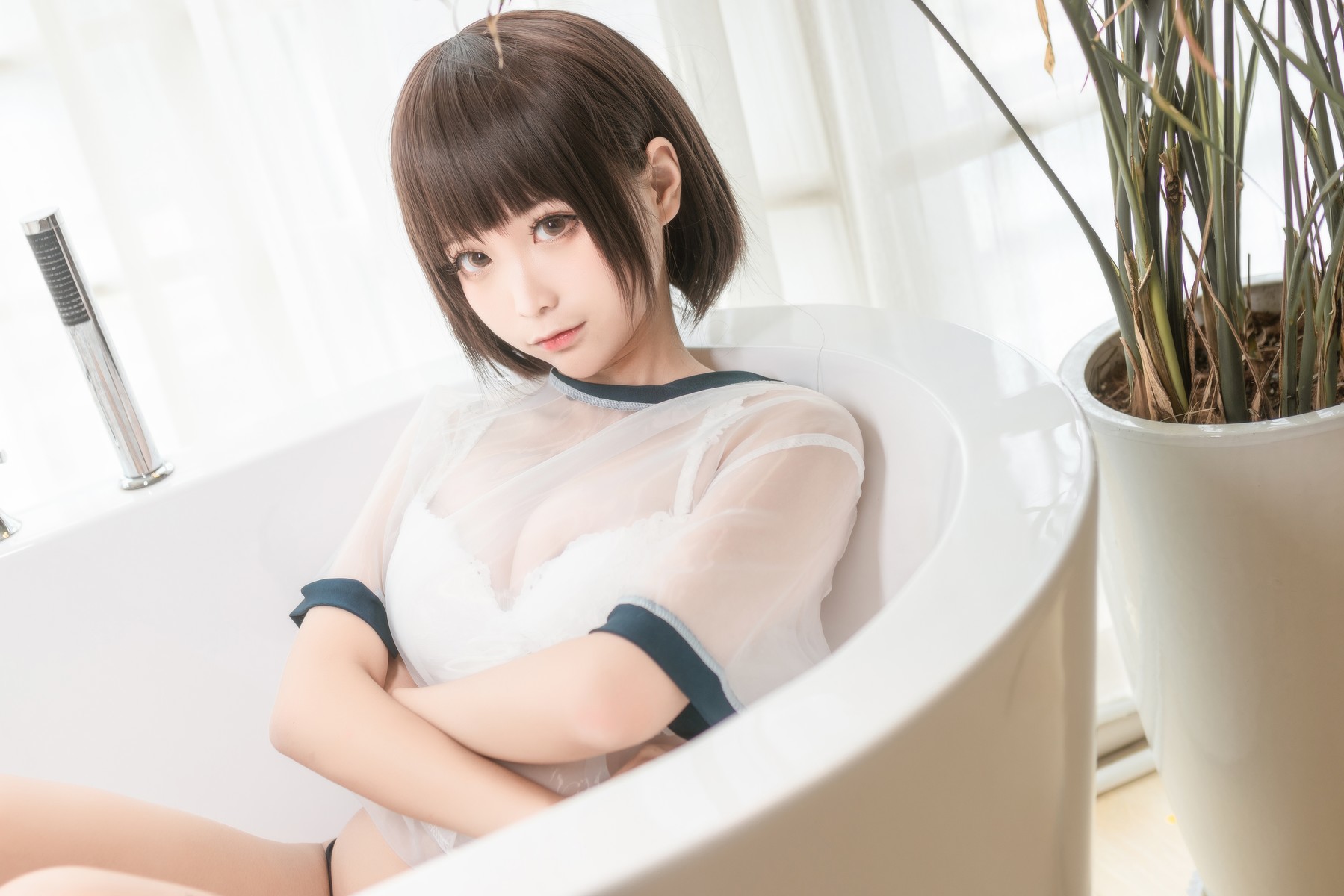 Cosplay 蠢沫沫 Chunmomo 透明体操服 25
