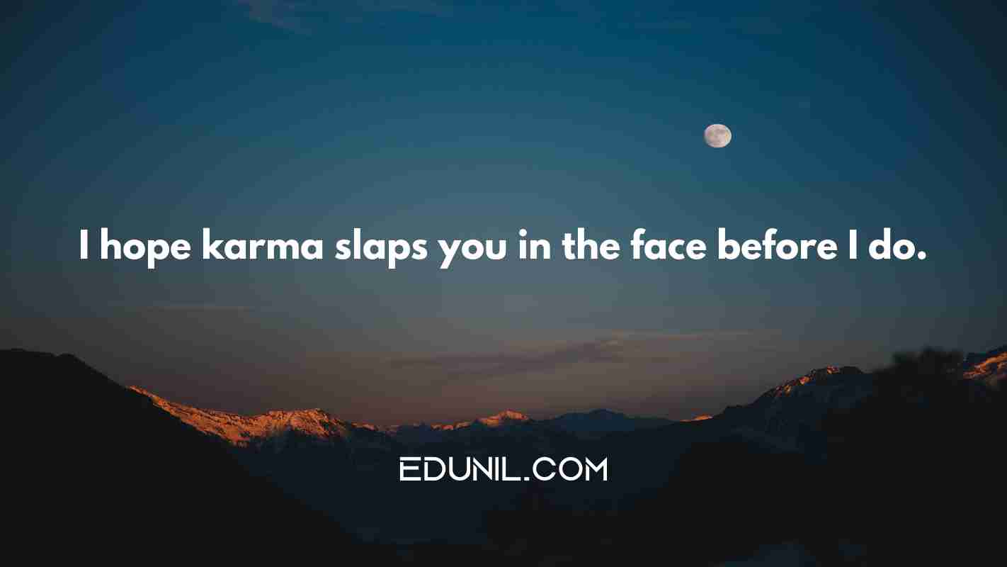 I hope karma slaps you in the face before I do. -  