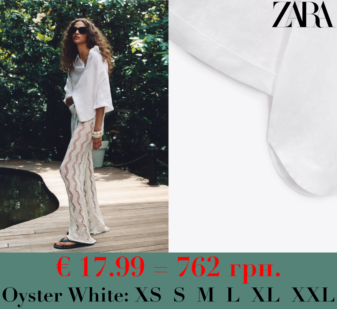 LINEN POLO COLLAR BLOUSE