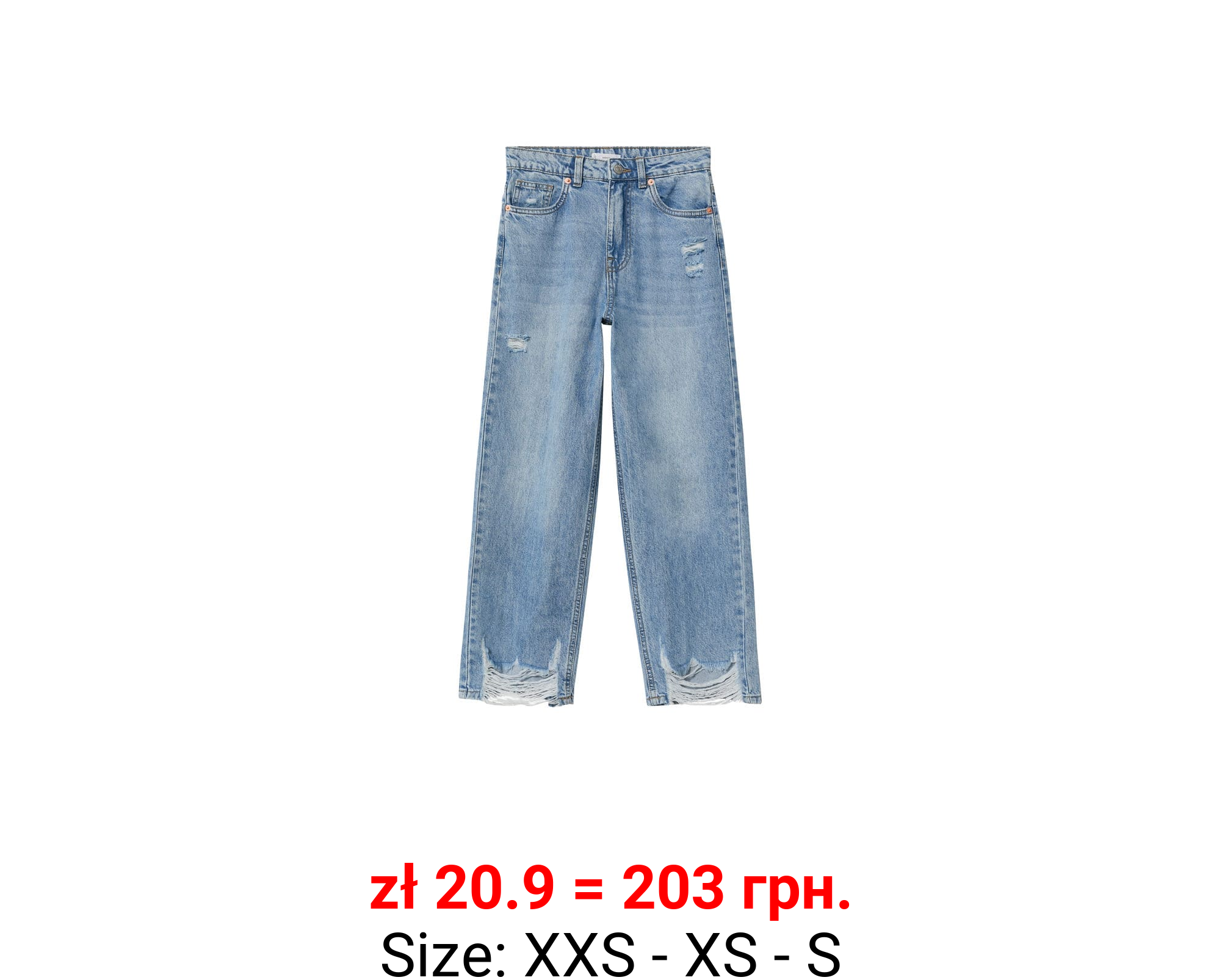 Jeans rectos bajo deshilachado