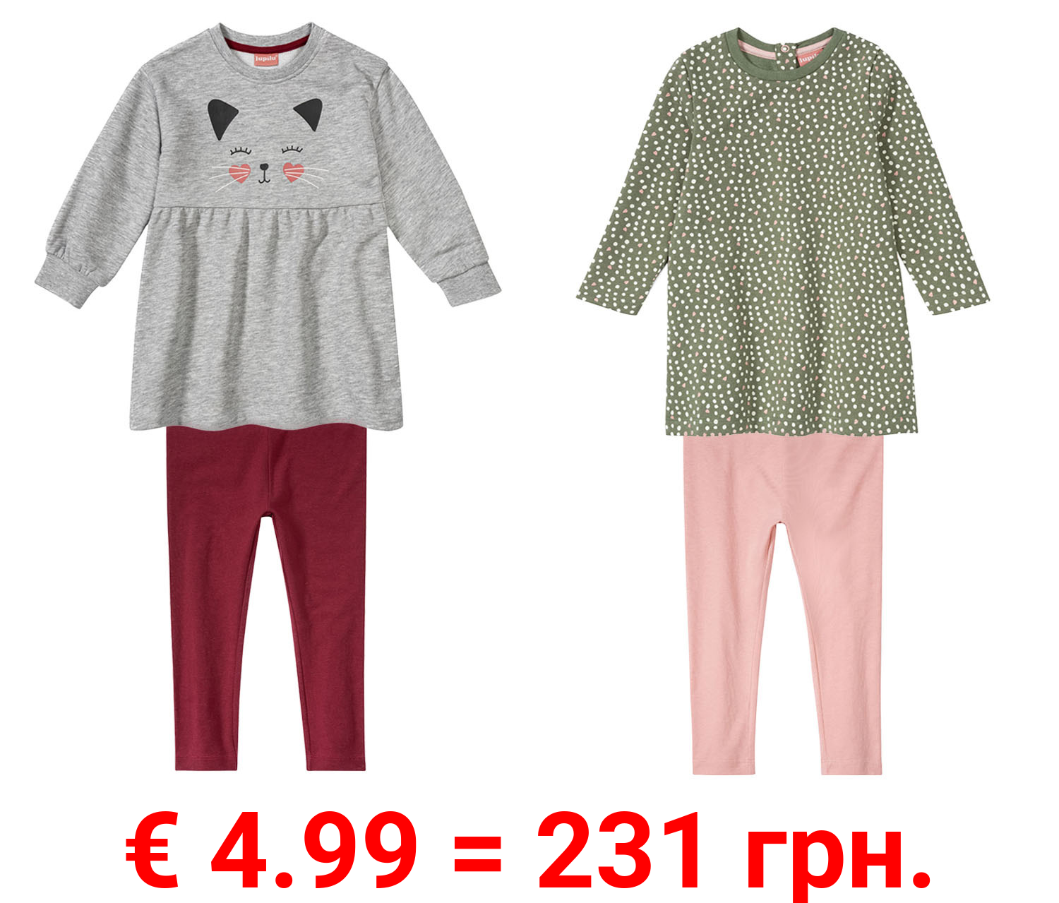 lupilu® Kleinkinder Set, 2-tlg. - Kleid und Leggings