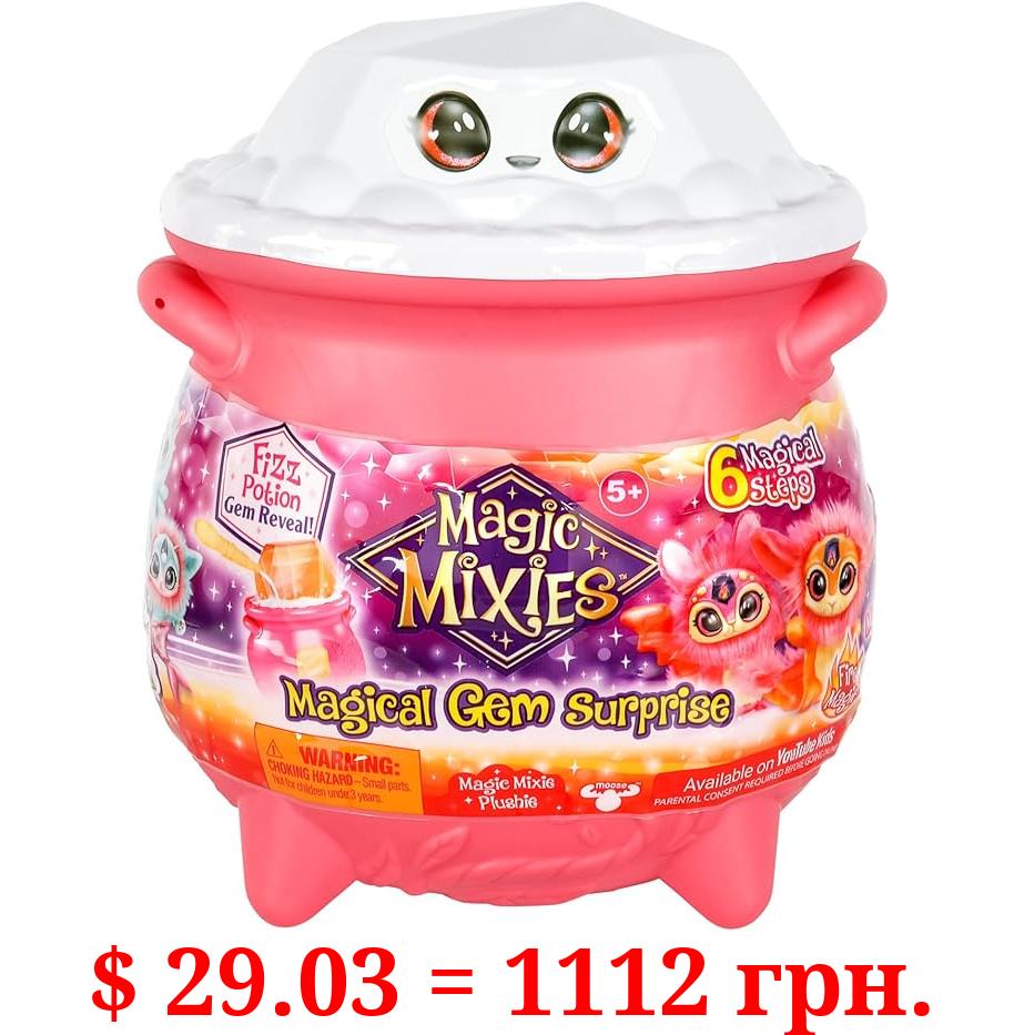 Magic Mixies Magical Gem Surprise Fire Magic Cauldron - Reveal a Non-Electronic Mixie Plushie and Magic Ring with a pop up Reveal from The Fizzing Cauldron Medium