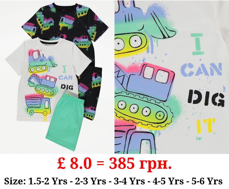 Digger Short Pyjamas 2 Pack