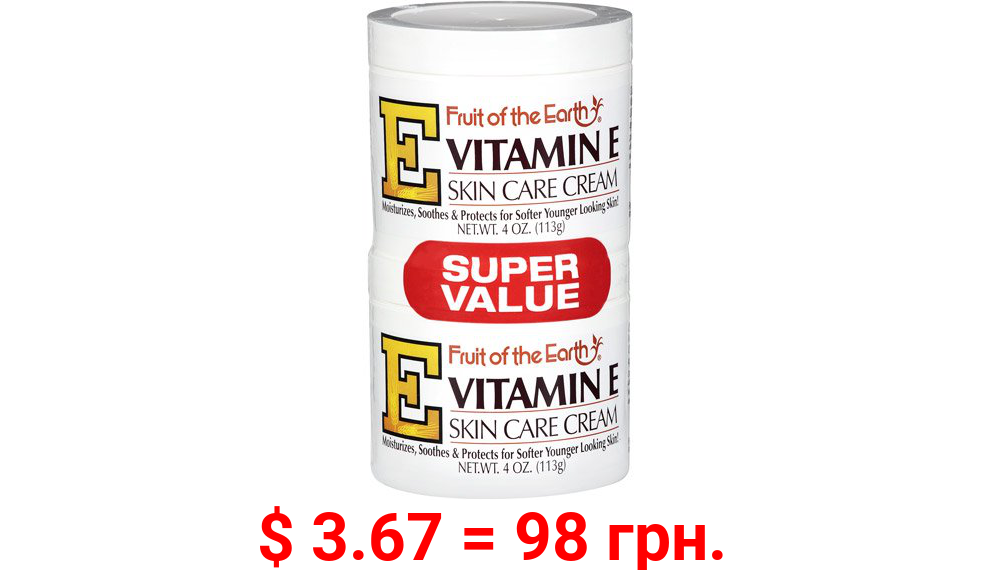 Fruit of the Earth Vitamin E Skin Care Cream Super Value, 4 Oz., 2 pack
