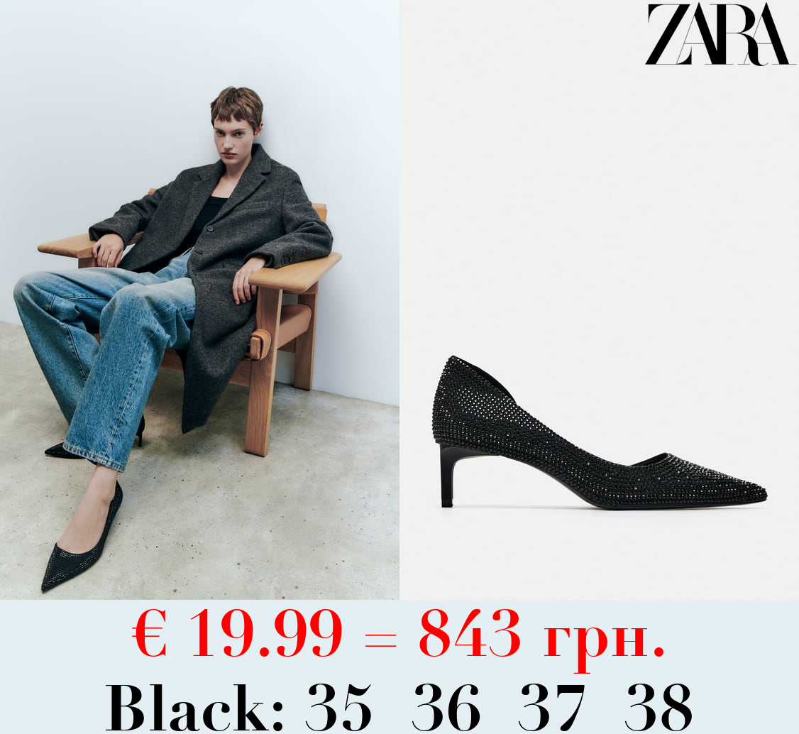 KITTEN HEEL SHOES WITH RHINESTONES