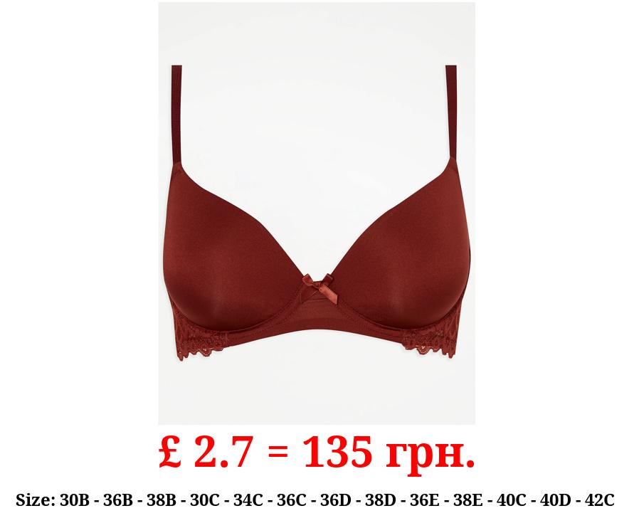 Burgundy Padded Lace T-Shirt Bra
