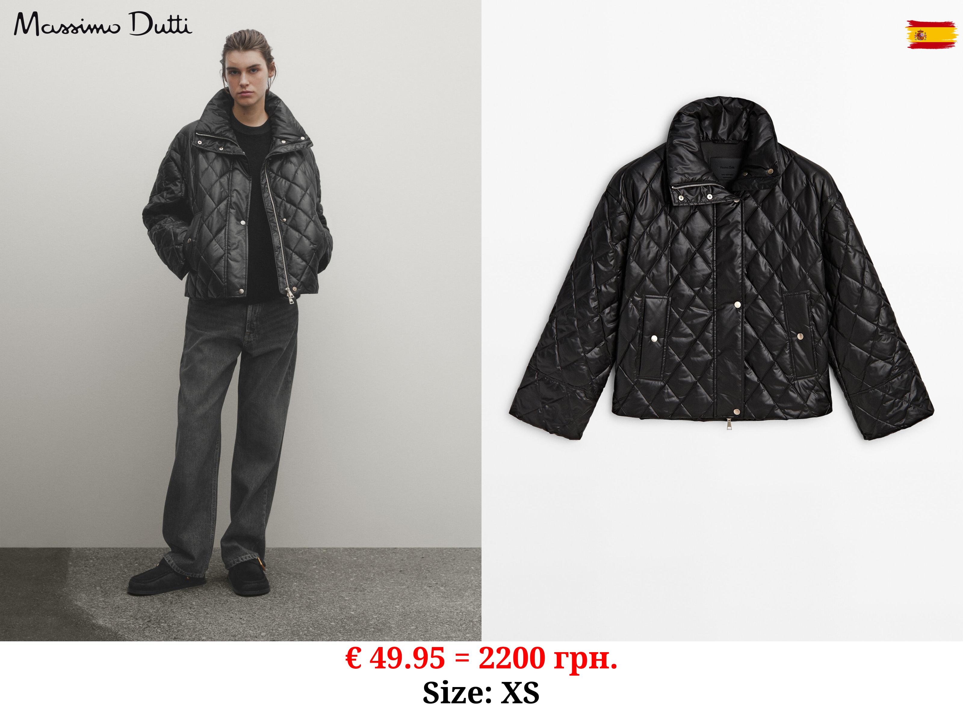 Diamond-pattern high neck jacket with down and feather padding BLACK