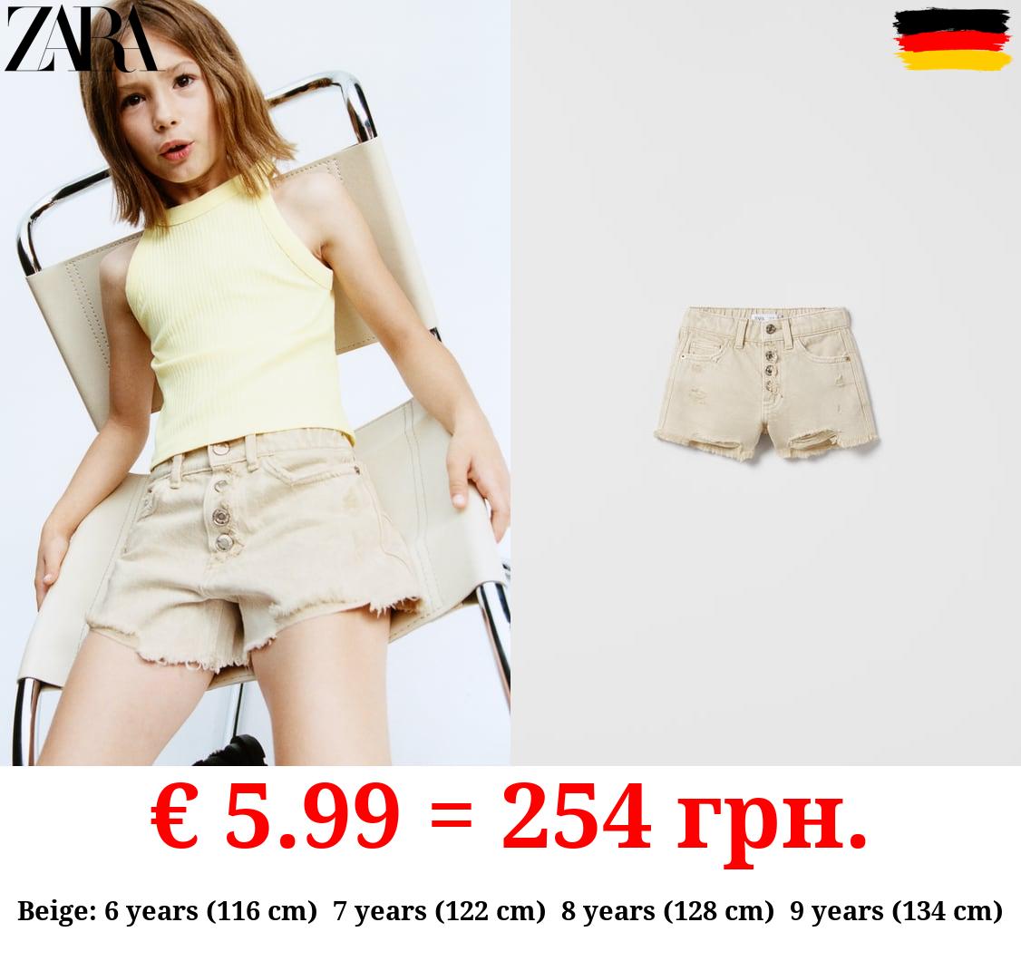 FRAYED DENIM BERMUDA SHORTS