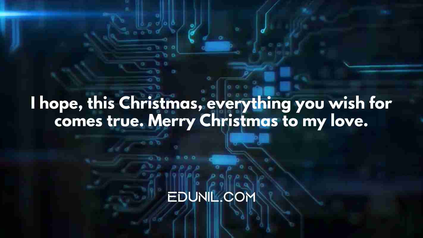 I hope, this Christmas, everything you wish for comes true. Merry Christmas to my love. - 
