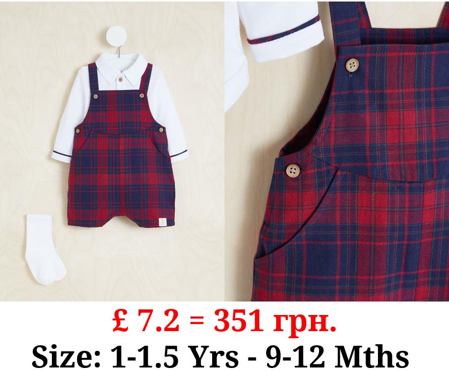 Billie Faiers Checked Dungarees Bodysuit and Socks Outfit