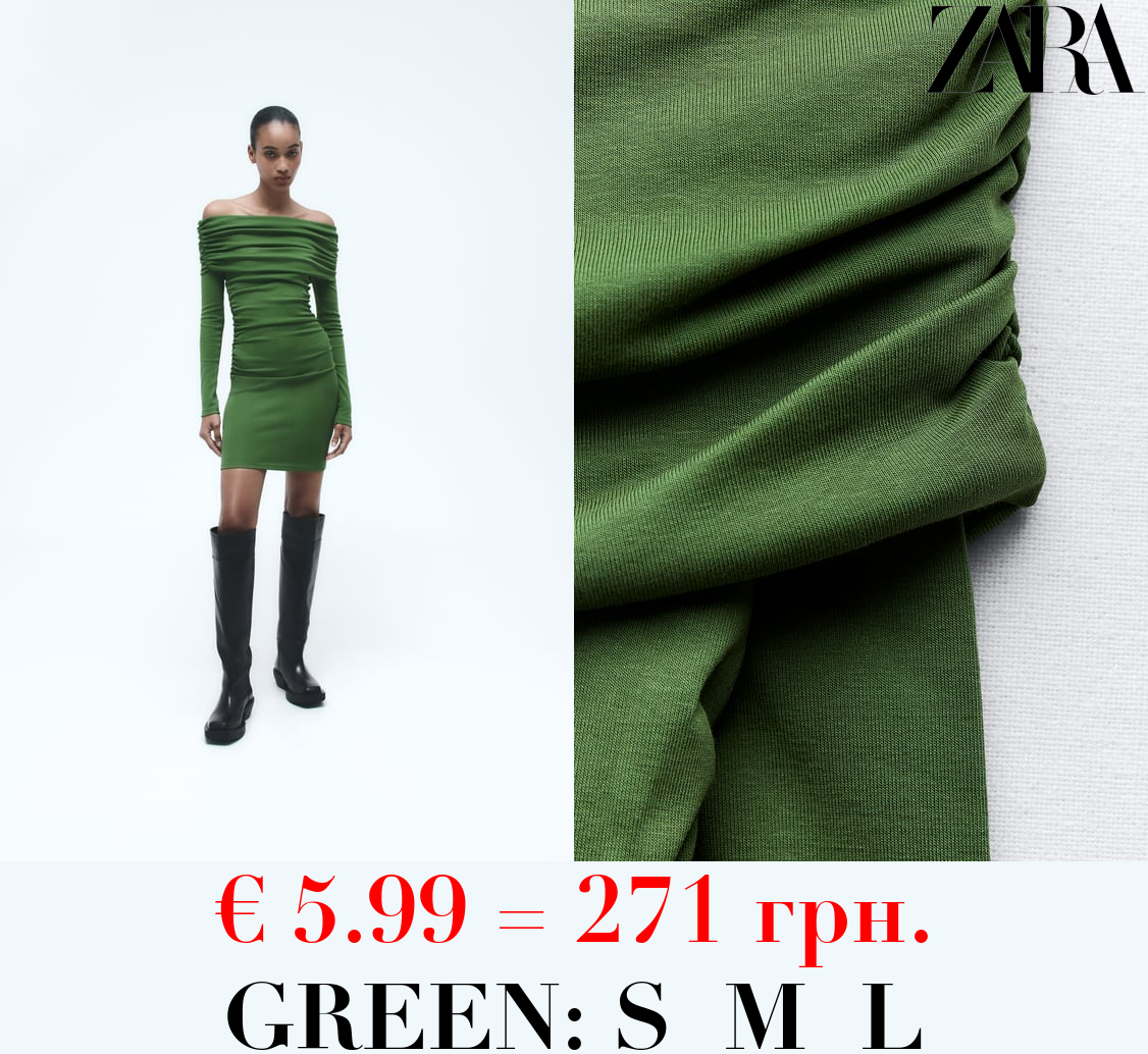 OFF-THE-SHOULDER DRESS WITH GATHERED DETAIL