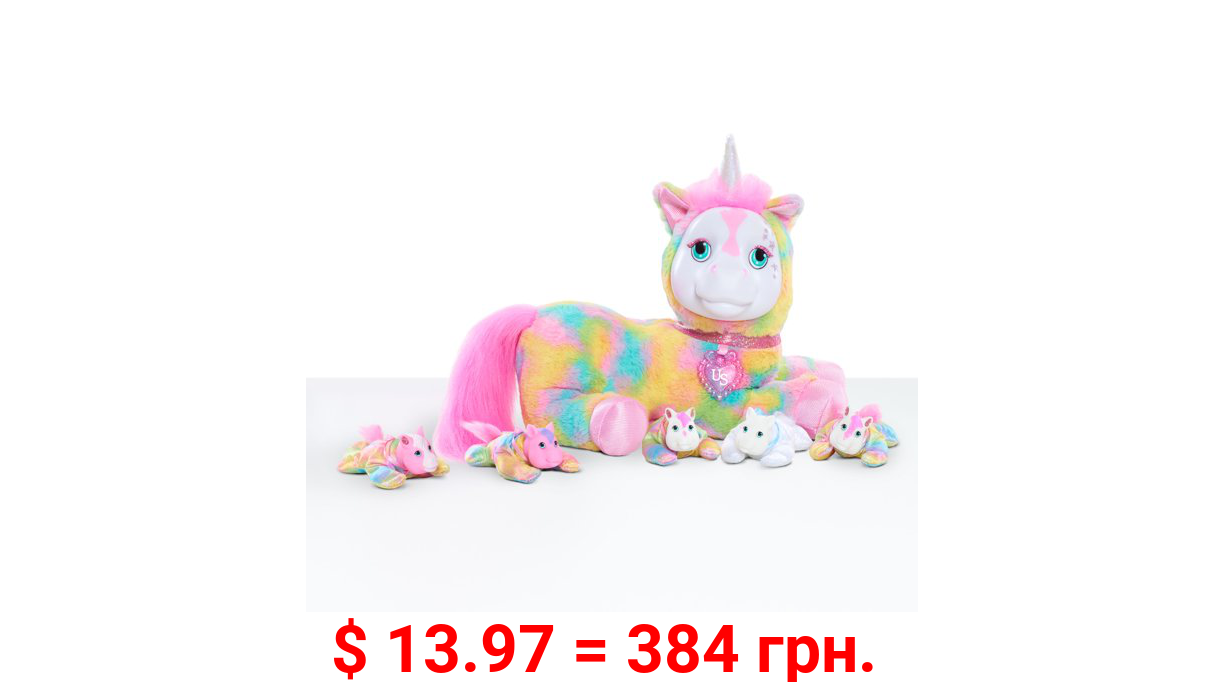Unicorn Surprise Crystal, Pastel Rainbow, Stuffed Animal Unicorn and Babies, Toys for Kids
