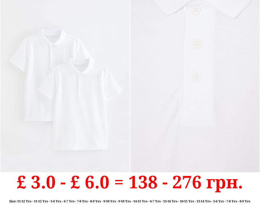 White Short Sleeve School Polo Shirts 2 Pack