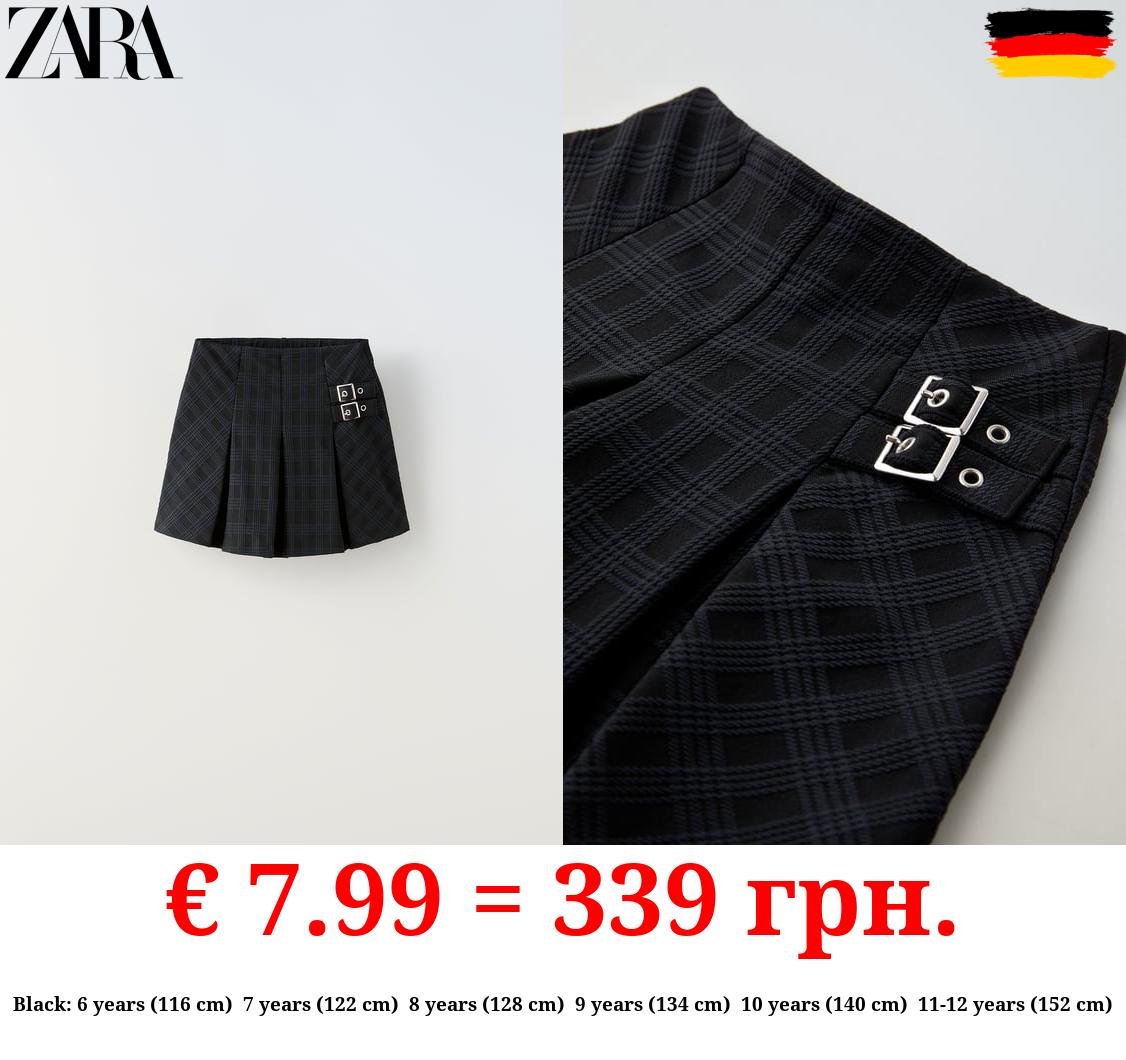 CHECK BERMUDA SKORT WITH BUCKLE