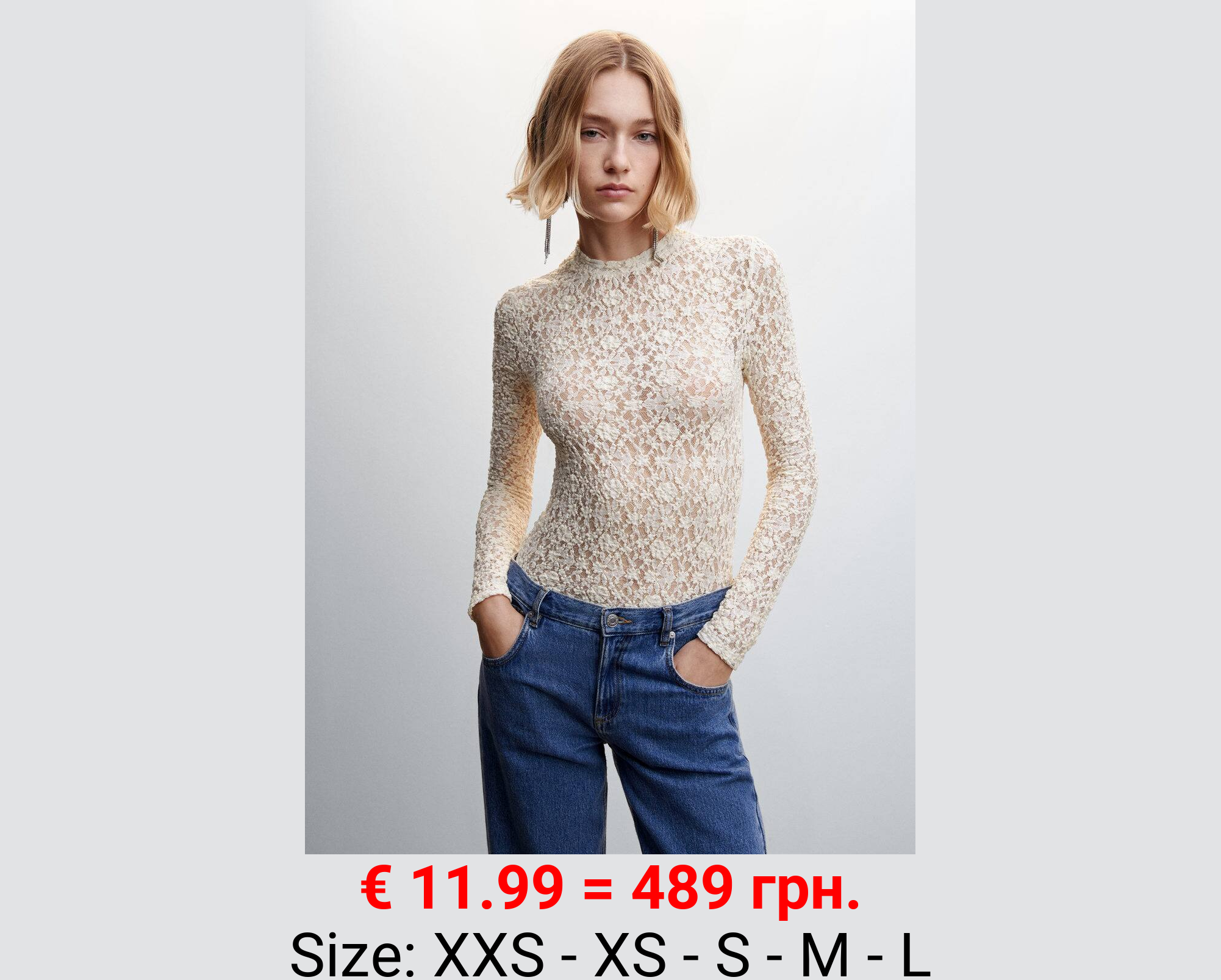 Camiseta bordada semitransparente