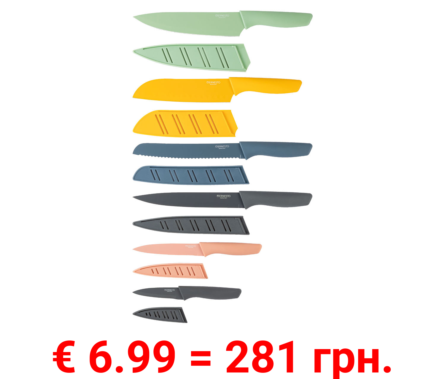 ERNESTO® Messer-Set, mit Klingenschutz, 6 Stück