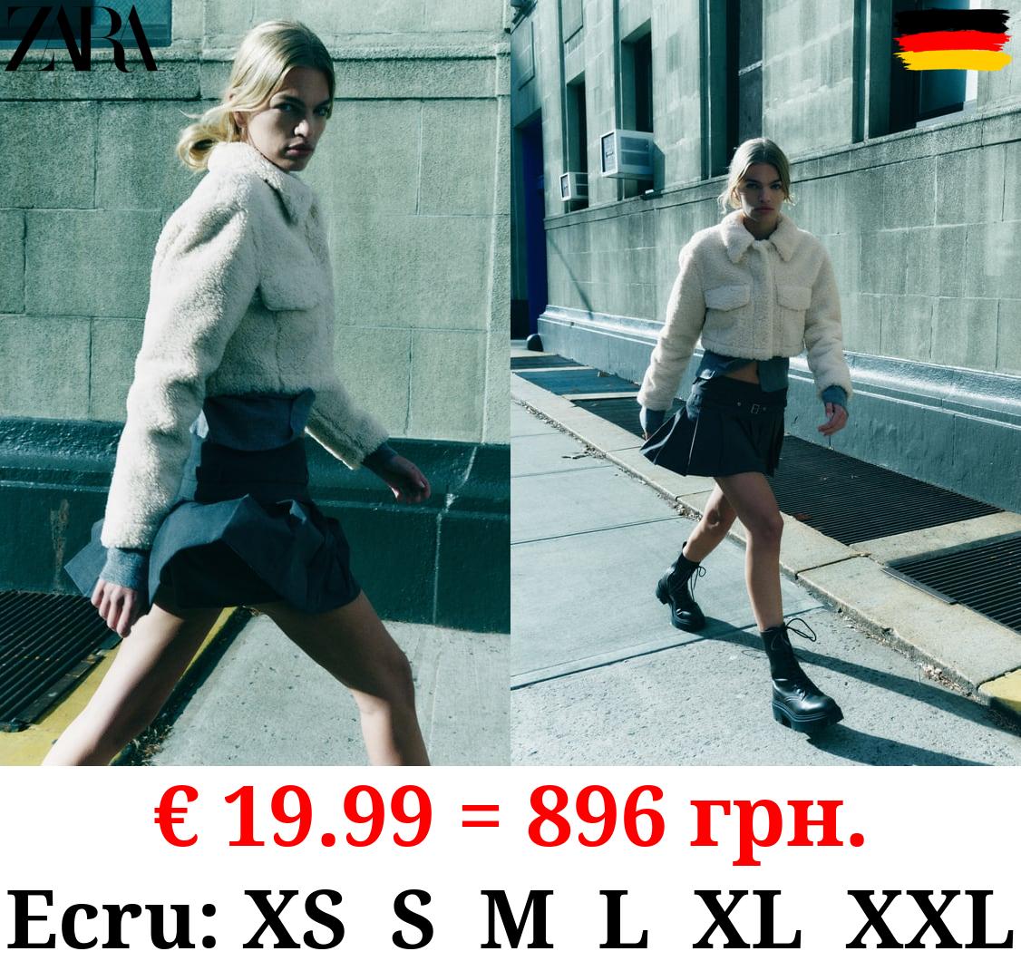 CROPPED FAUX SHEARLING JACKET