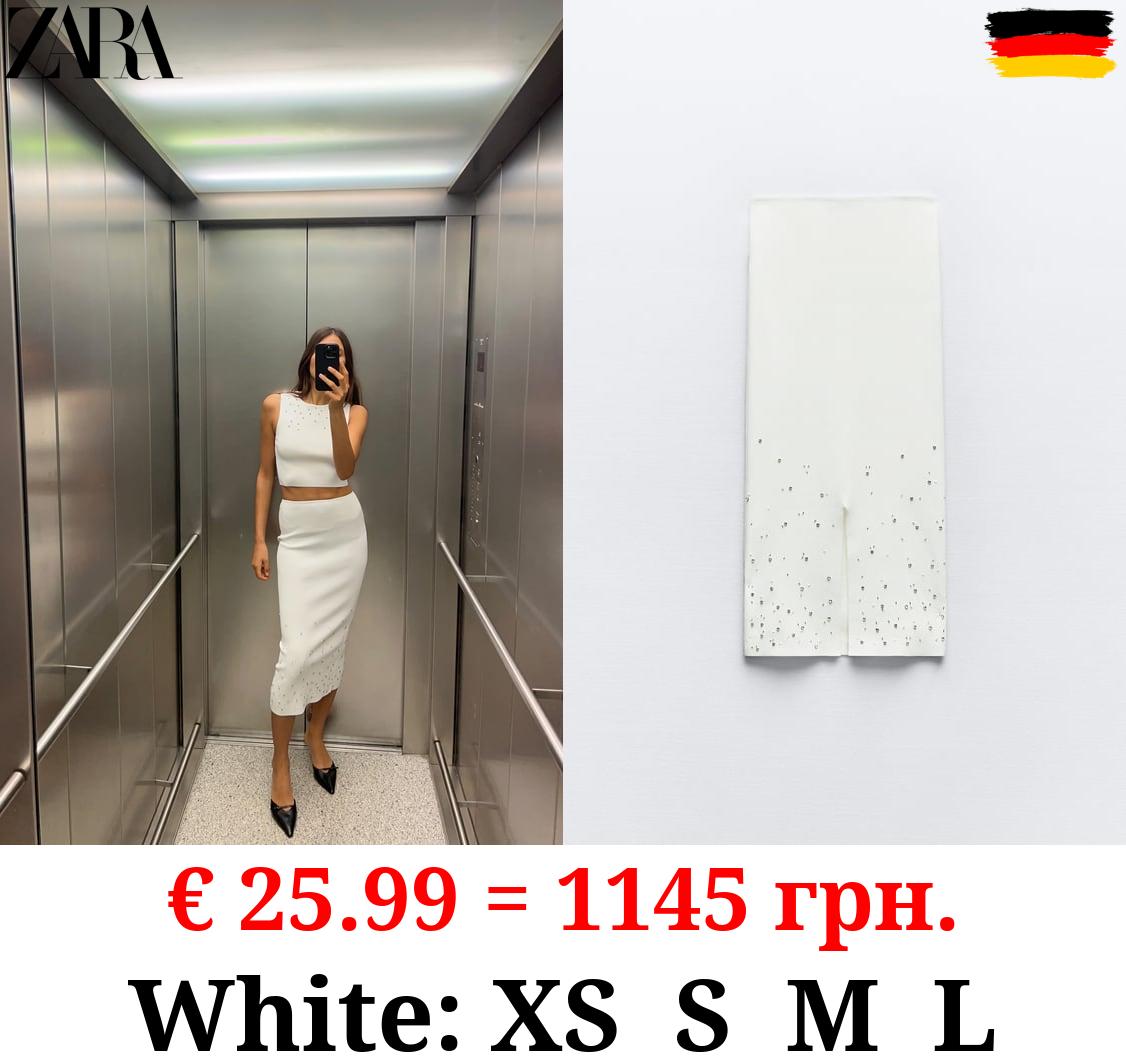 BEADED KNIT MIDI PENCIL SKIRT