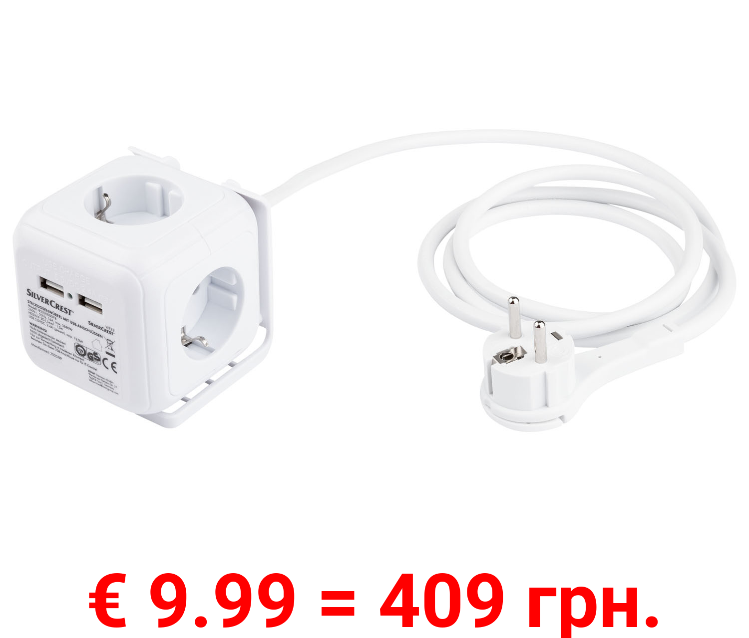 SILVERCREST Steckdosenwürfel, mit 2 USB-Ports