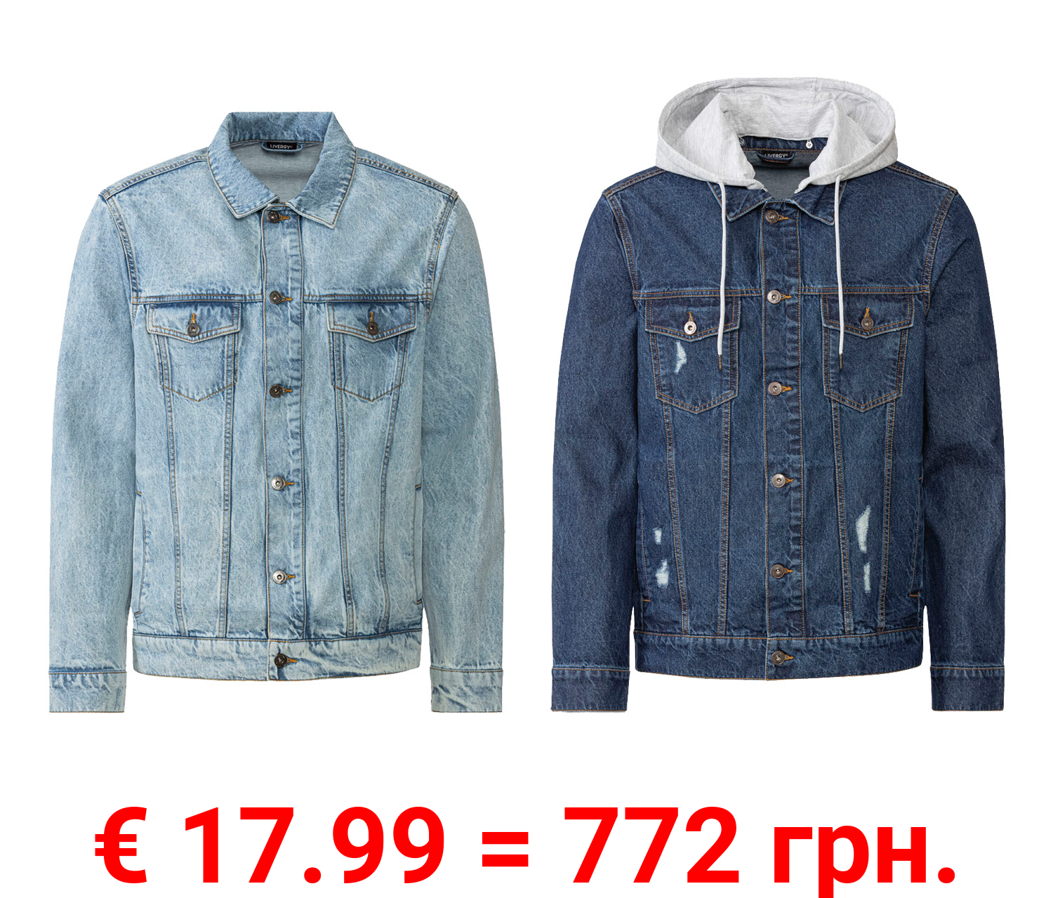LIVERGY® Herren Jeansjacke, leger geschnitten