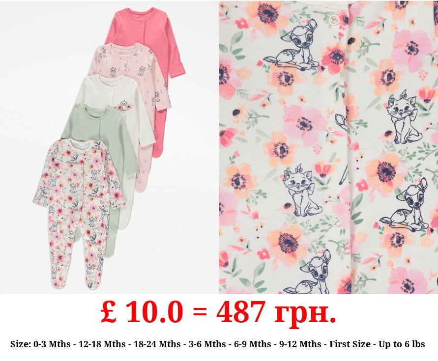 Disney Floral Character Sleepsuits 5 Pack