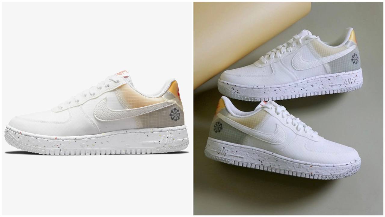 Со форса. Nike Air Force 1 Crater бело оранжевые.