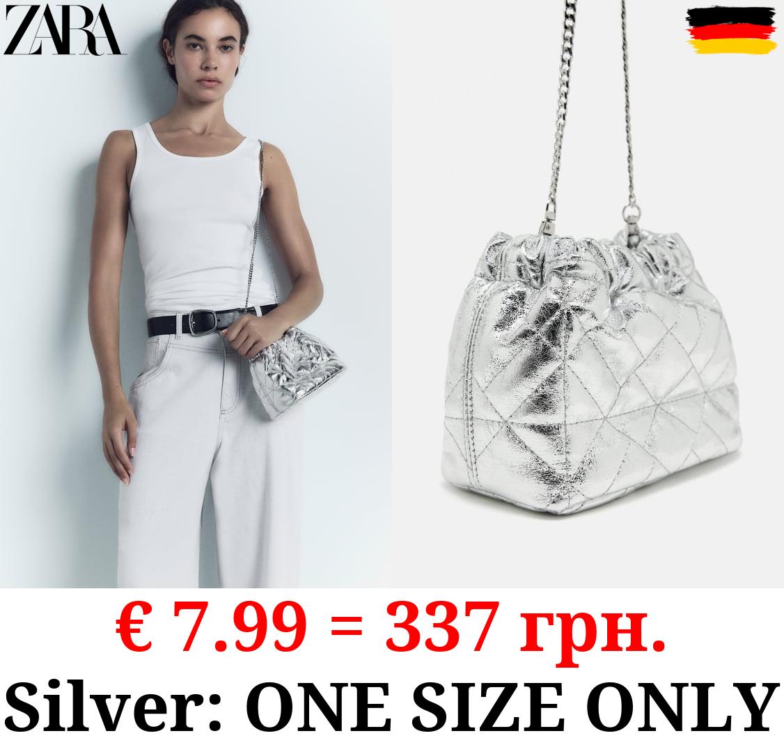 METALLIC QUILTED MINI BUCKET BAG