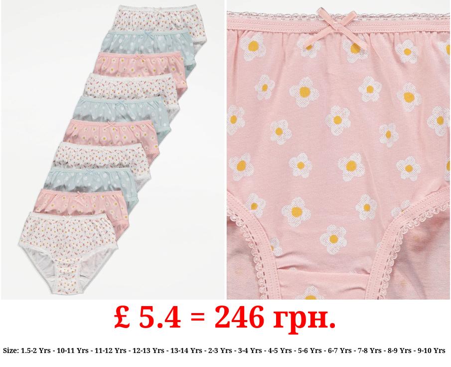 Pastel Floral Print Briefs 10 Pack