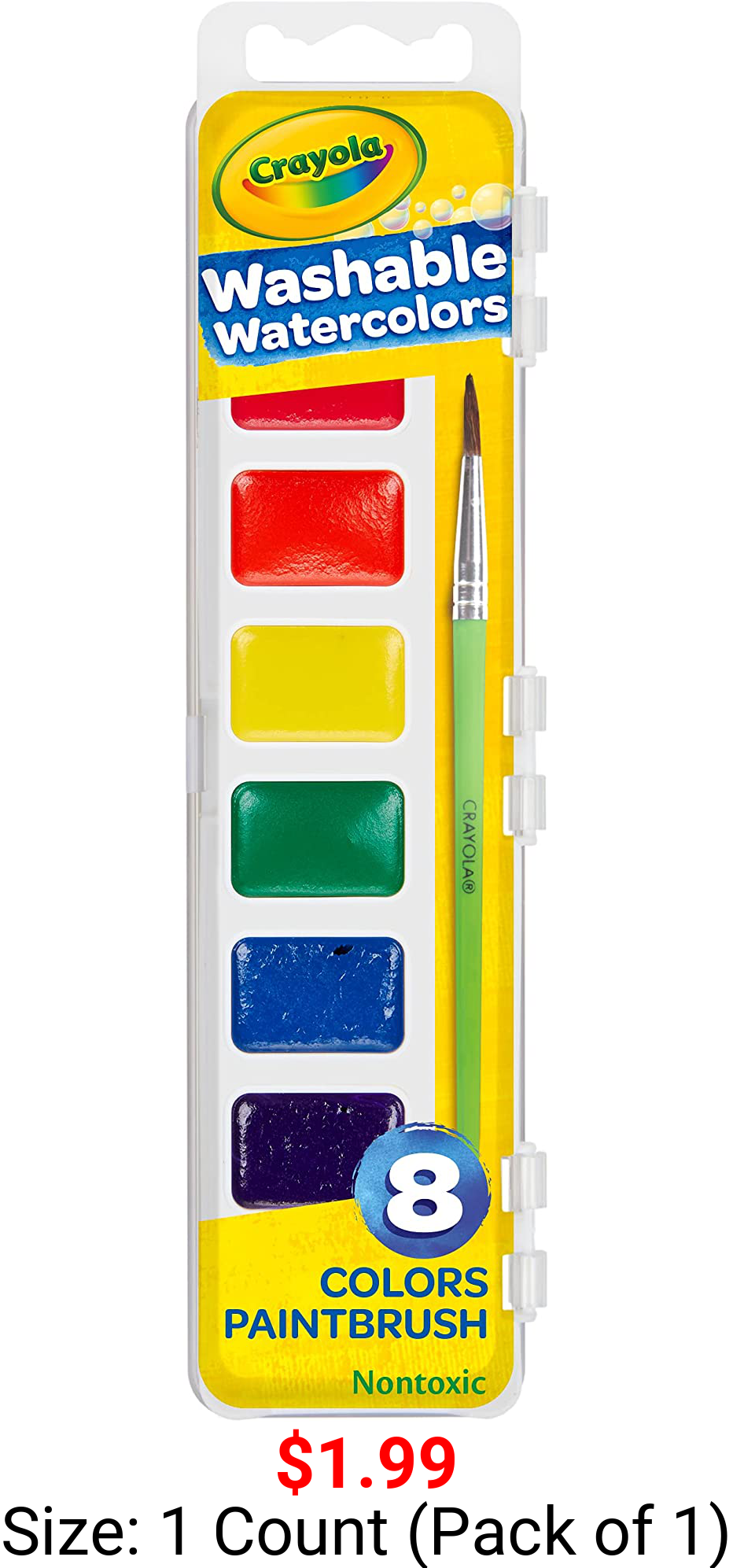 Crayola Washable Watercolors, Paint Set For Kids, 8Count, Assorted