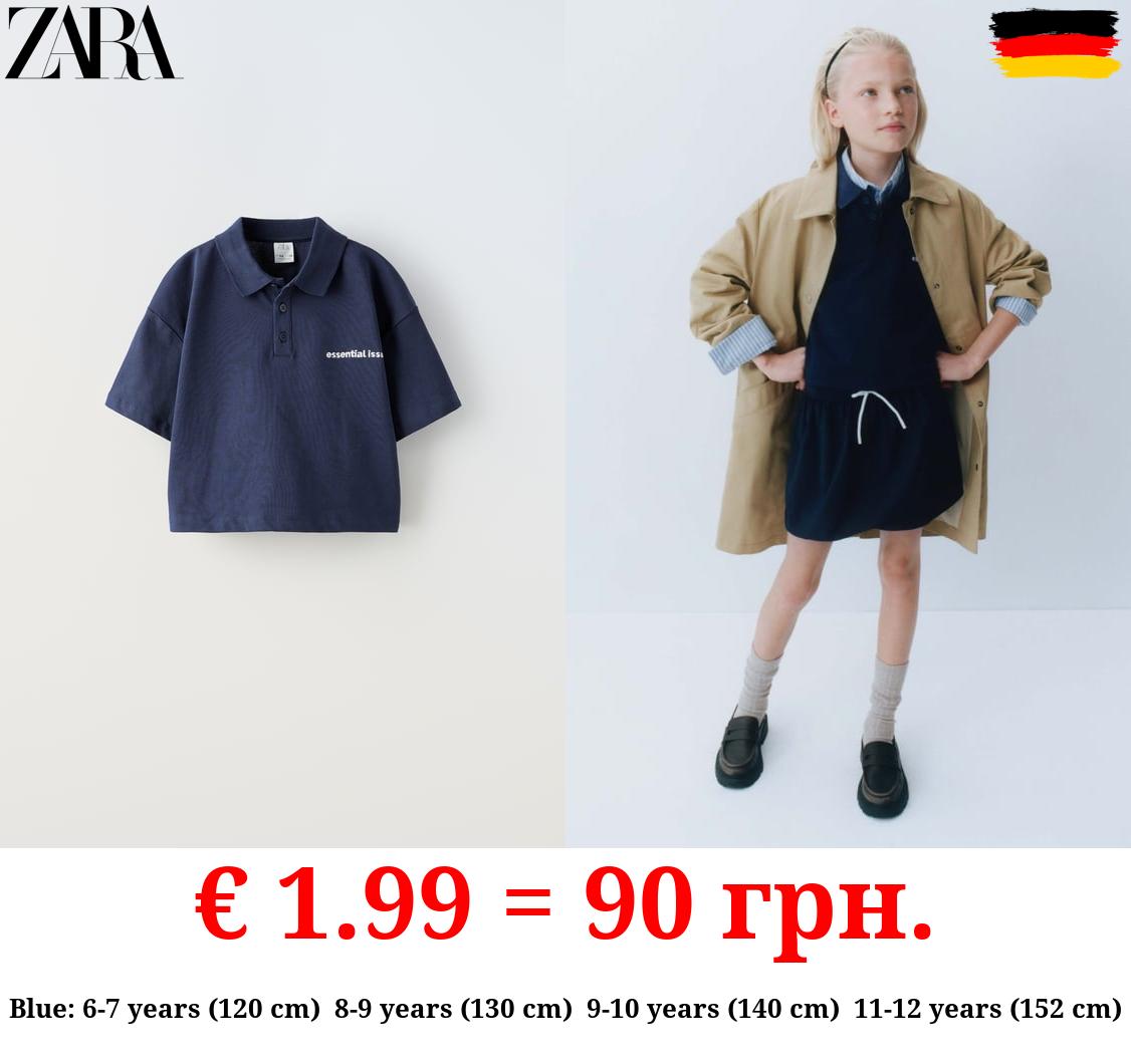 POLO SHIRT WITH EMBROIDERED SLOGAN