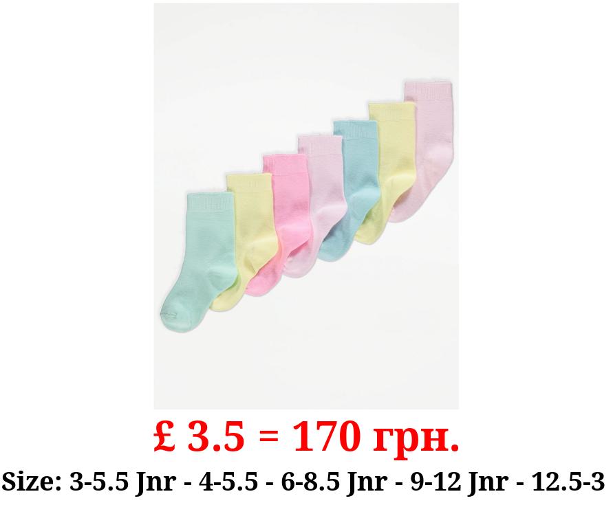 Assorted Pastel Cotton Rich Ankle Socks 7 Pack