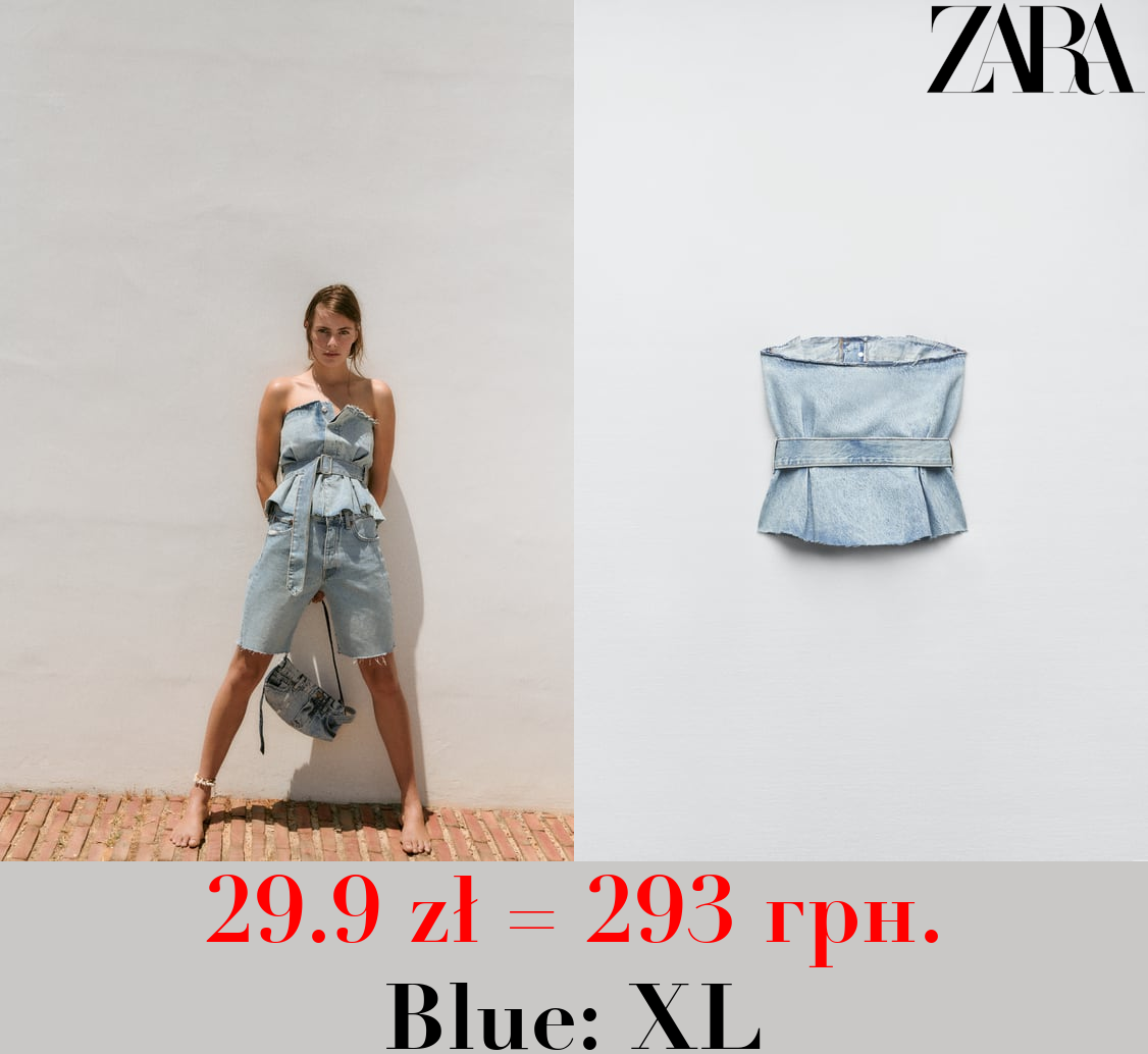 TRF STRAPLESS DENIM TOP