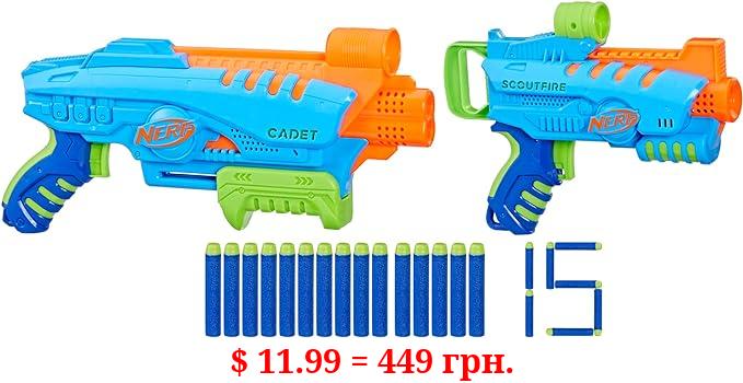 Nerf Elite Junior Ultimate Starter Set, 2 Easy Play Blasters, 15 Darts for Kids Outdoor Games, Ages 6 & Up