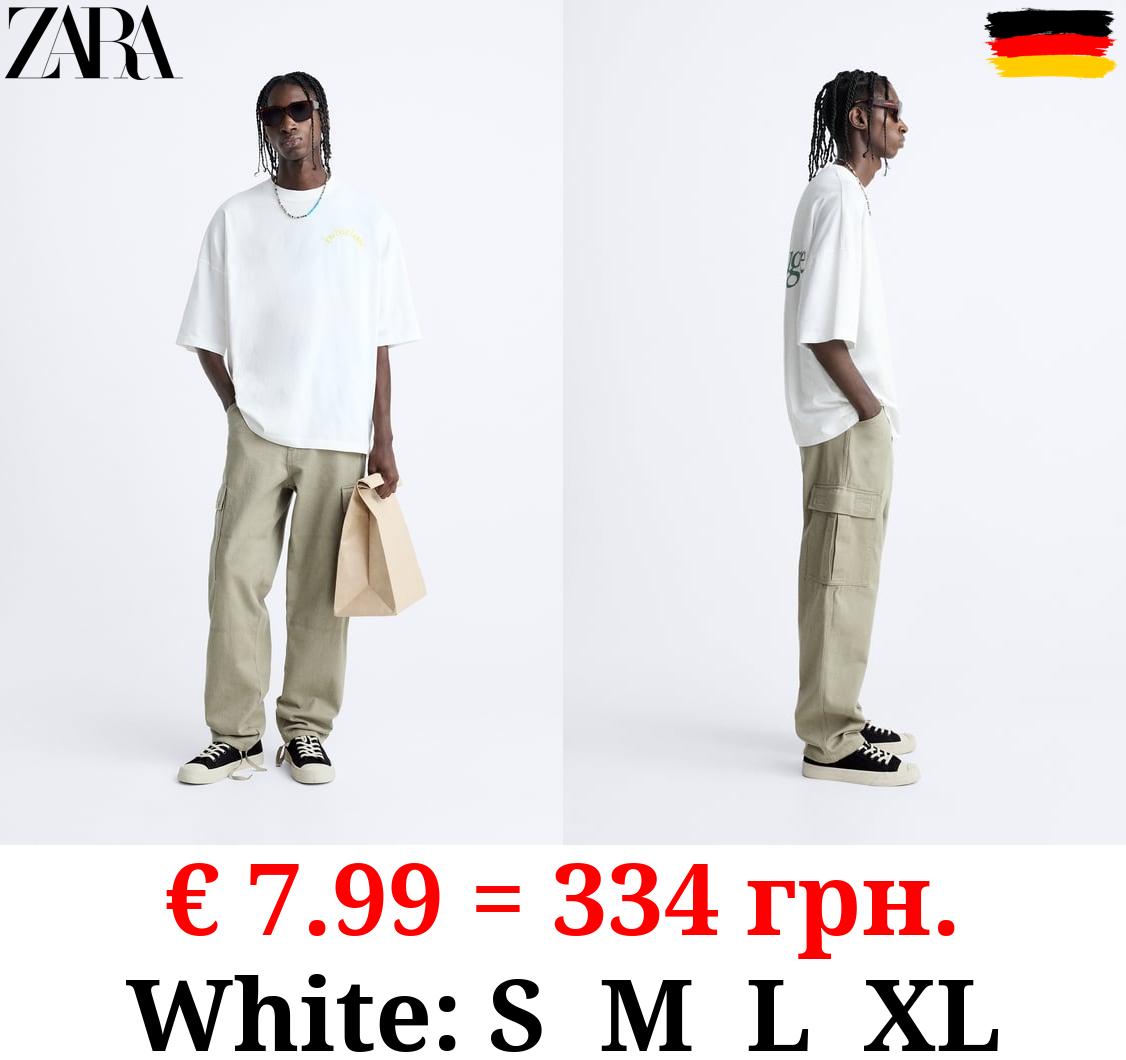 T-SHIRT WITH EMBROIDERED SLOGAN