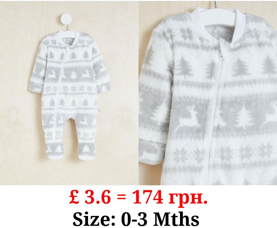 Billie Faiers Grey Fairisle Fleece Sleepsuit
