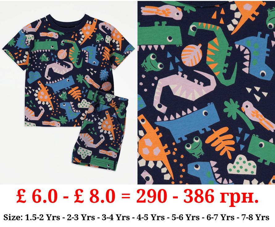 Navy Dinosaur T-Shirt and Shorts Outfit