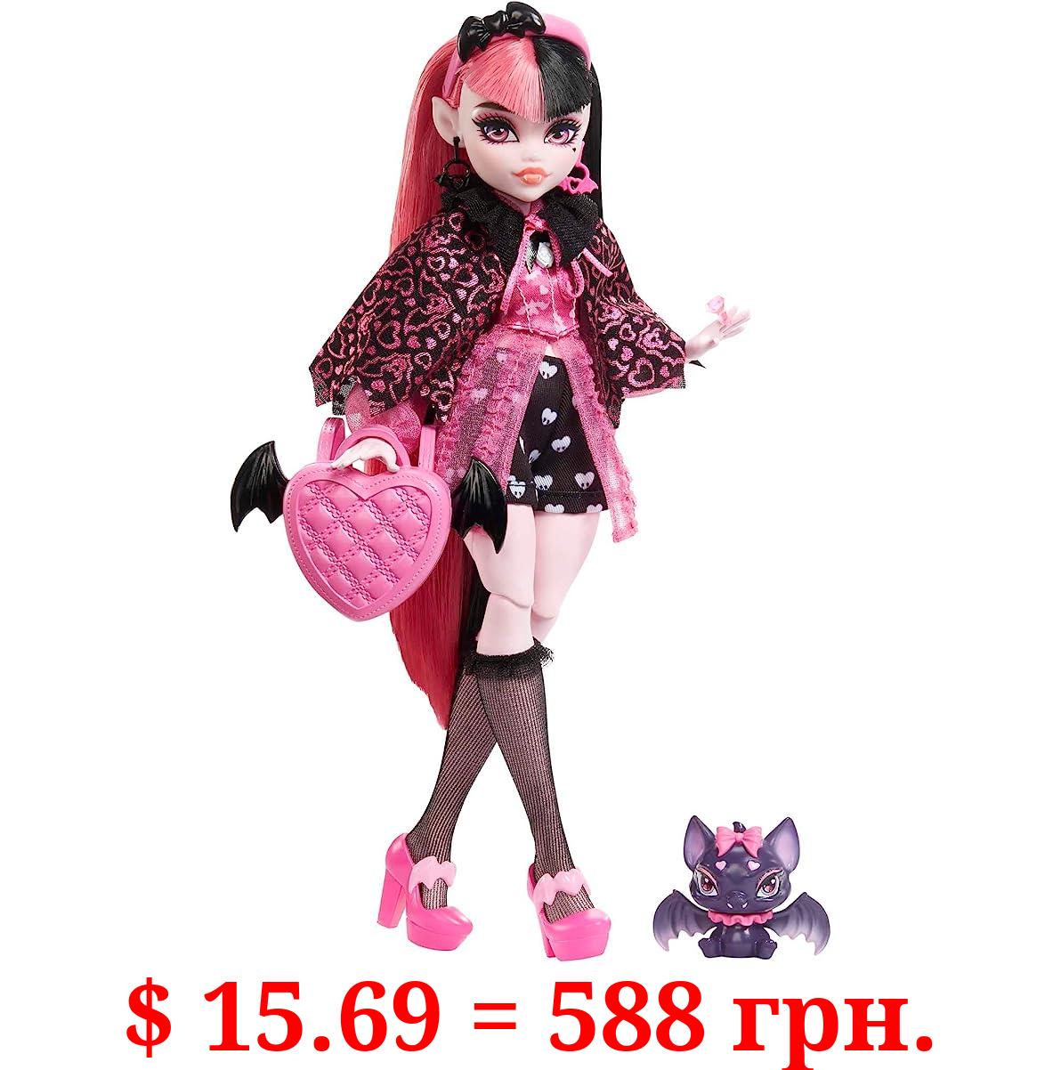 Monster High Draculaura Fashion Doll with Pink & Black Hair, Signature Look, Accessories & Pet Bat