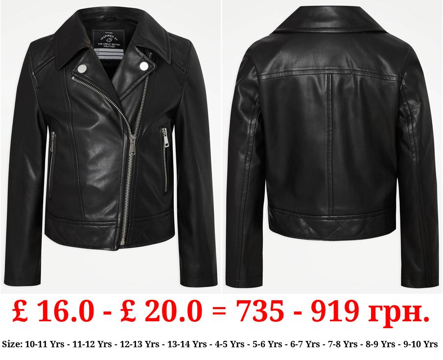 Black Faux Leather Biker Jacket