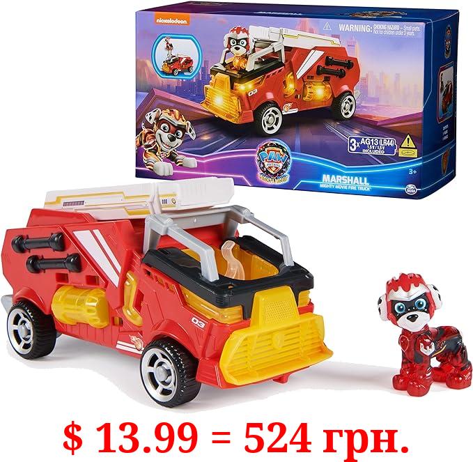 Paw Patrol: The Mighty Movie, Firetruck Toy with Marshall Mighty Pups Action Figure, Lights and Sounds, Kids Toys for Boys & Girls 3+