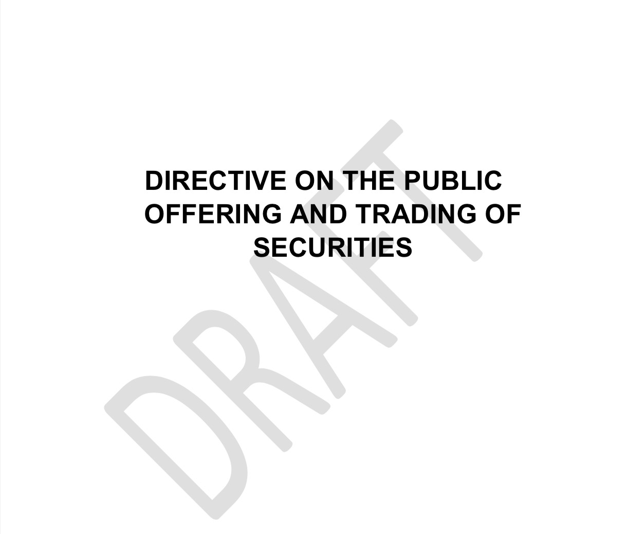 Ethiopian Capital Market Authority's Draft Directive on Public Offering