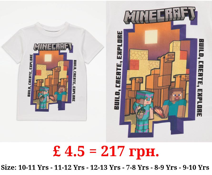 Minecraft White Graphic T-Shirt
