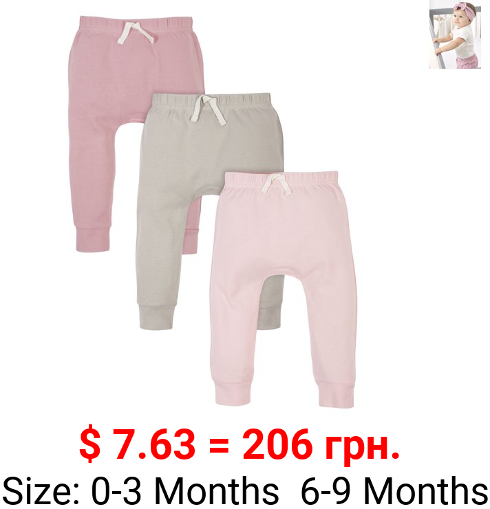 Modern Moments by Gerber Organic Baby Girl Harem Pants, 3 Pack Newborn-12 Months