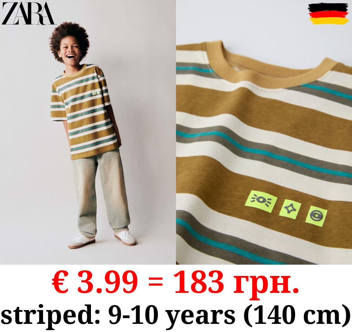 NEON PRINT STRIPED T-SHIRT