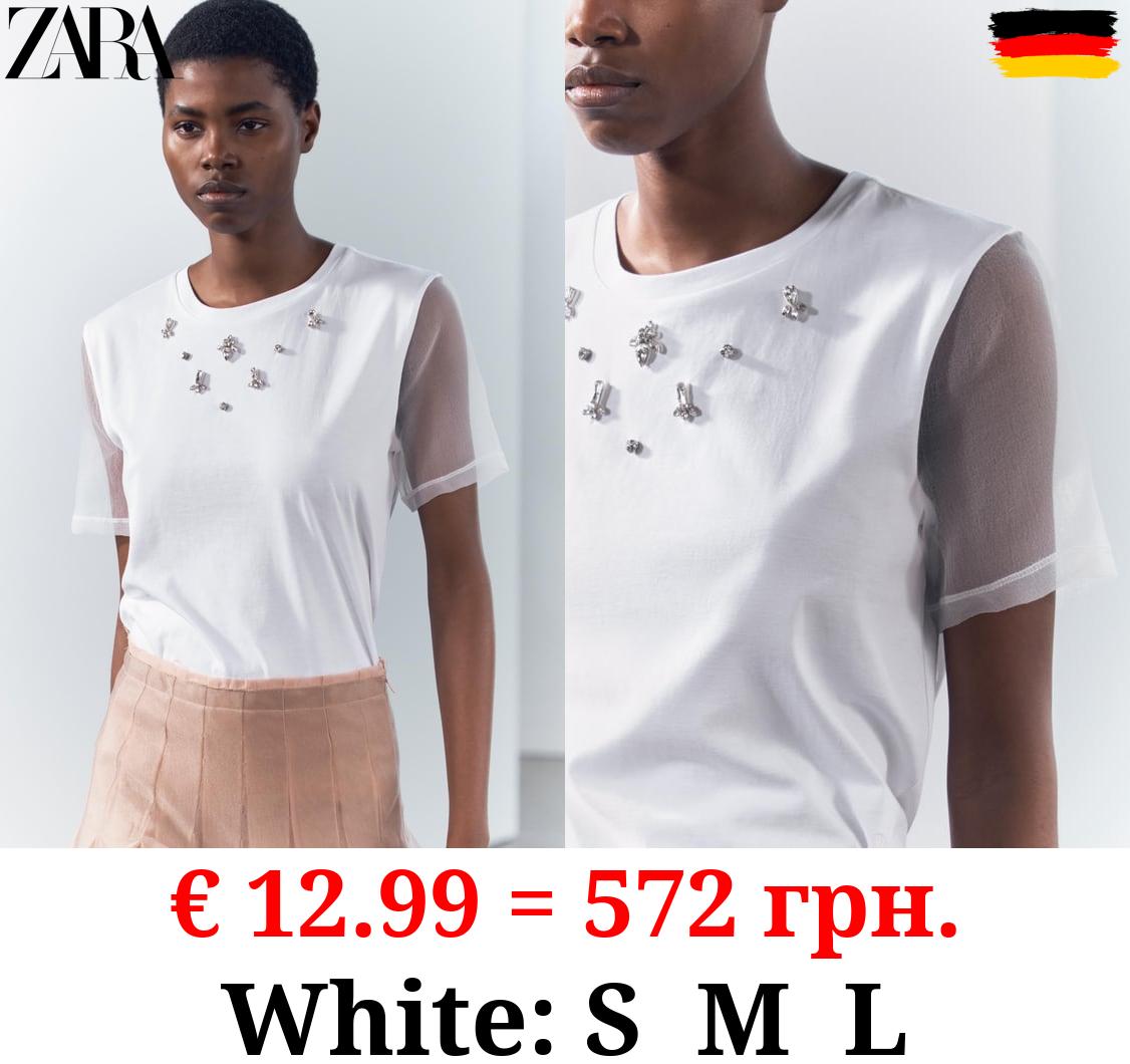 RHINESTONE ORGANZA T-SHIRT