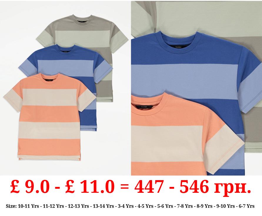 Colour Block Stripe T-Shirts 3 Pack