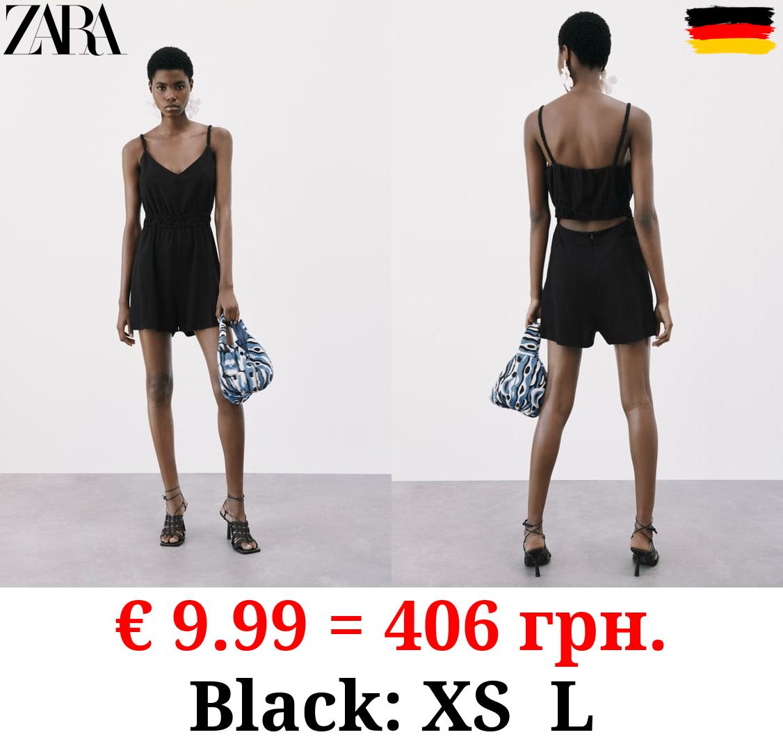 LINEN-BLEND PLAYSUIT WITH BRAIDED STRAPS