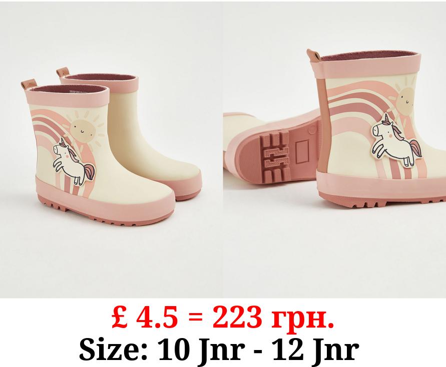 Pink Unicorn Wellington Boots