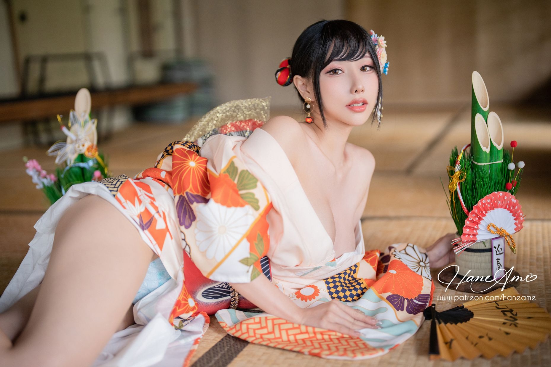 HaneAme 雨波 — Flower Print Kimono Girl 22