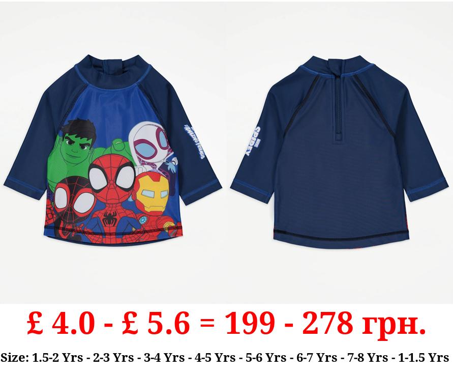 Marvel Spidey and Friends Navy Swim Rash Vest