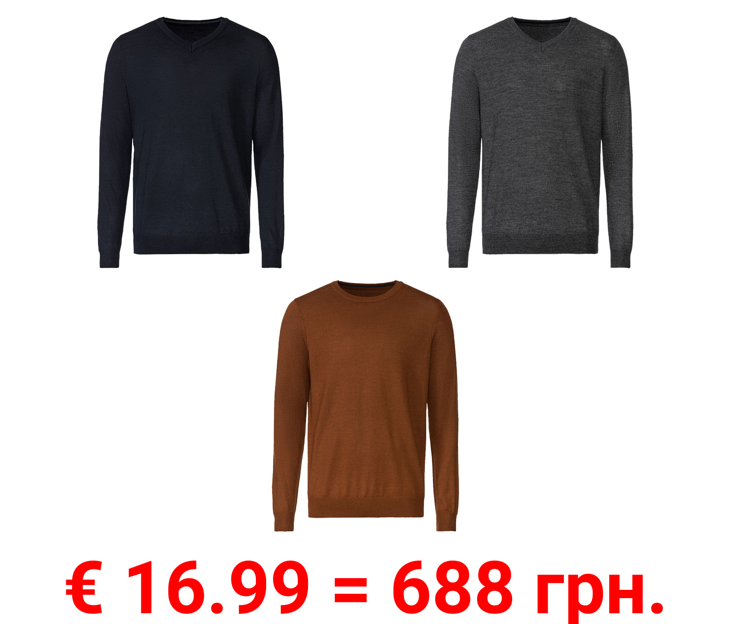 LIVERGY® Herren Feinstrickpullover mit Merinowolle